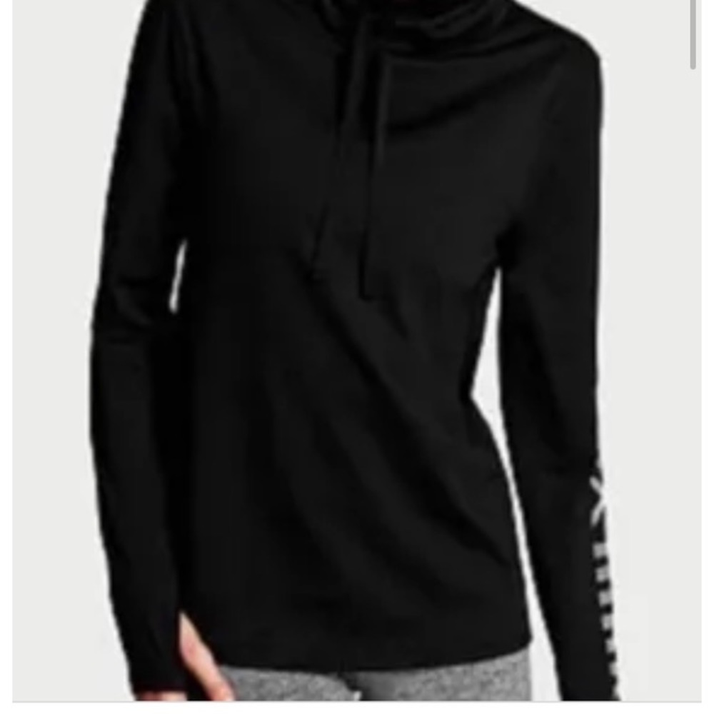 Sexy! ❤️ Victoria’s Secret Sport VSX Cowl Neck Logo Sleeve Hoodie Thumbholes L